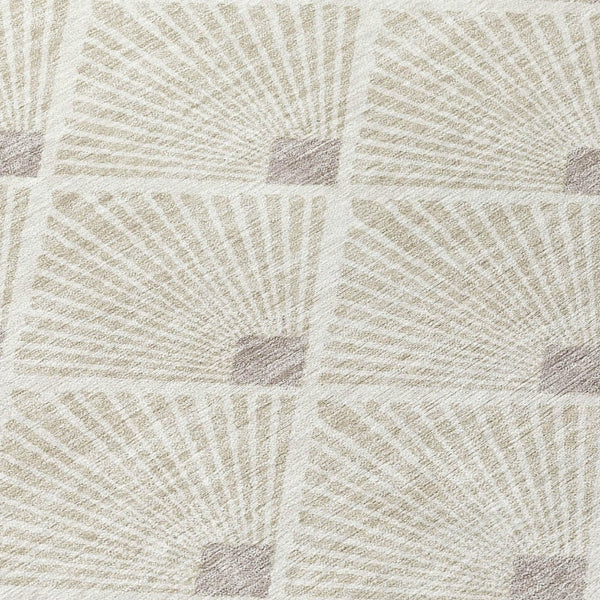 HomeRoots 9' X 12' Beige and Ivory Geometric Area Rug - Stylish, Washable, Indoor/Outdoor, Durable & Versatile 594681