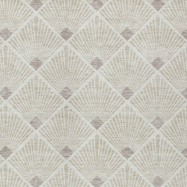 Homeroots 3' Beige And Ivory Geometric Washable Area Rug For Indoor And Outdoor Spaces - Durable Design 10' X 14' Polyester 594682