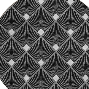 HomeRoots 5' Versatile Geometric Area Rug in Black, Gray & Ivory – Durable, Washable for Indoor/Outdoor Use 8' Round 594685