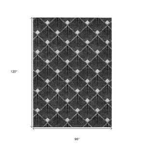 Homeroots 3' Beige And Ivory Geometric Washable Area Rug For Indoor And Outdoor Spaces - Durable Design 8' X 10' Polyester 594686