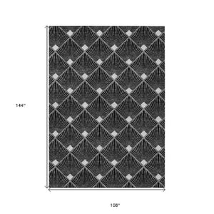 Homeroots 3' Beige And Ivory Geometric Washable Area Rug For Indoor And Outdoor Spaces - Durable Design 9' X 12' Polyester 594687