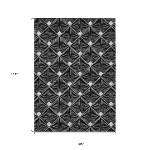 Homeroots 3' Beige And Ivory Geometric Washable Area Rug For Indoor And Outdoor Spaces - Durable Design 9' X 12' Polyester 594687