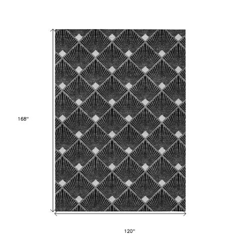 Homeroots 3' Beige And Ivory Geometric Washable Area Rug For Indoor And Outdoor Spaces - Durable Design 10' X 14' Polyester 594688