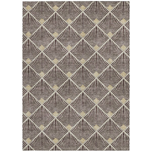 Homeroots 3' Beige And Ivory Geometric Washable Area Rug For Indoor And Outdoor Spaces - Durable Design 3' X 5' Polyester 594695