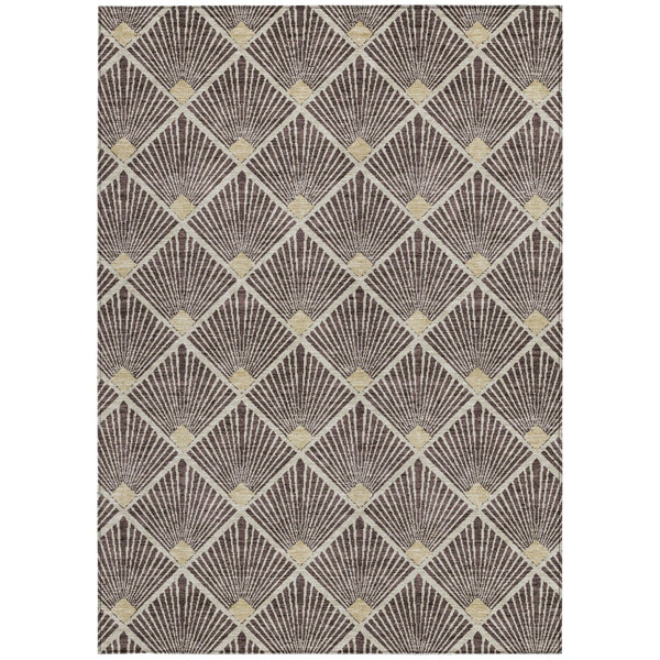 Homeroots 3' Beige And Ivory Geometric Washable Area Rug For Indoor And Outdoor Spaces - Durable Design 3' X 5' Polyester 594695