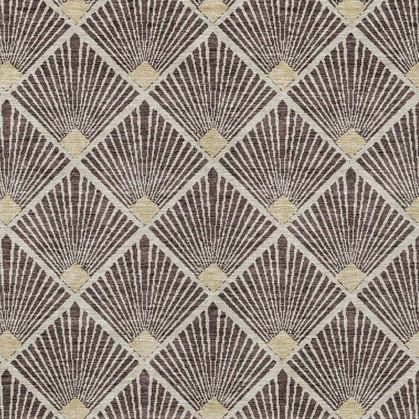 Homeroots 3' Beige And Ivory Geometric Washable Area Rug For Indoor And Outdoor Spaces - Durable Design 5' X 8' Polyester 594696