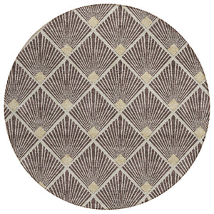 HomeRoots 5' Stylish Brown and Beige Geometric Area Rug - Durable, Washable Indoor/Outdoor Accent for Every Space 8' Round 594697