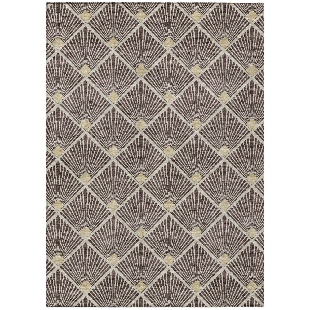 HomeRoots 5' Stylish Brown and Beige Geometric Area Rug - Durable, Washable Indoor/Outdoor Accent for Every Space 8' X 10' 594698