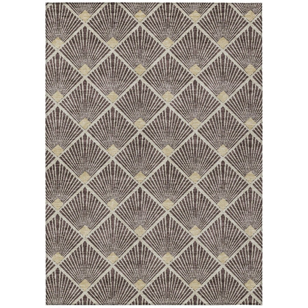 HomeRoots 5' Stylish Brown and Beige Geometric Area Rug - Durable, Washable Indoor/Outdoor Accent for Every Space 8' X 10' 594698