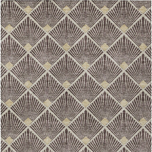 HomeRoots 9' Geometric Brown & Beige Machine Washable Area Rug for Indoor/Outdoor Spaces, Pet-Friendly Design 594699