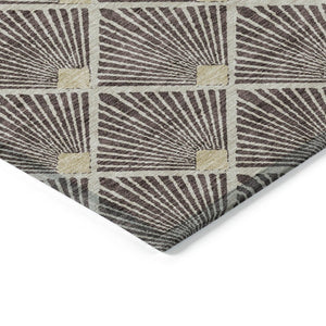 HomeRoots 9' Geometric Brown & Beige Machine Washable Area Rug for Indoor/Outdoor Spaces, Pet-Friendly Design 594699