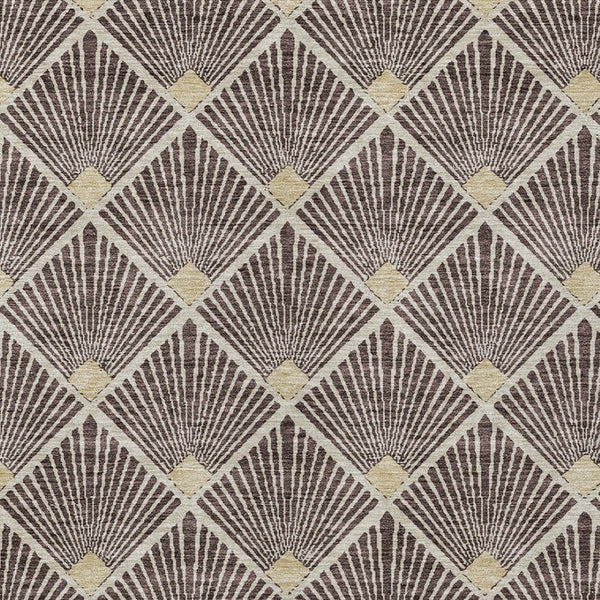 HomeRoots 9' Geometric Brown & Beige Machine Washable Area Rug for Indoor/Outdoor Spaces, Pet-Friendly Design 594699