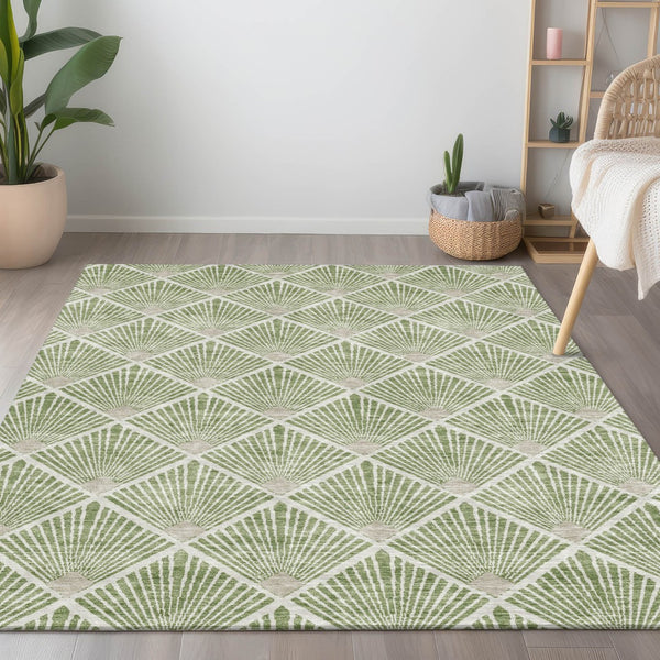 Homeroots 3' Beige And Ivory Geometric Washable Area Rug For Indoor And Outdoor Spaces - Durable Design 3' X 5' Polyester 594701