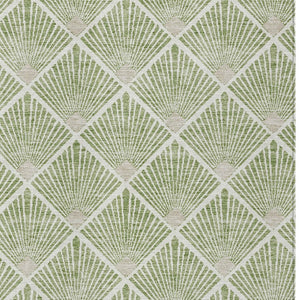 HomeRoots 5' Stylish Geometric Washable Area Rug in Green Beige Ivory - Perfect for Indoor and Outdoor Use! 5' X 8' 594702