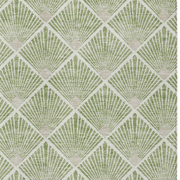 HomeRoots 5' Stylish Geometric Washable Area Rug in Green Beige Ivory - Perfect for Indoor and Outdoor Use! 5' X 8' 594702