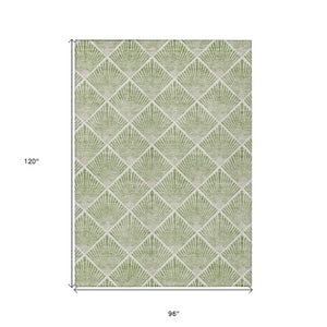 Homeroots 3' Beige And Ivory Geometric Washable Area Rug For Indoor And Outdoor Spaces - Durable Design 8' X 10' Polyester 594704