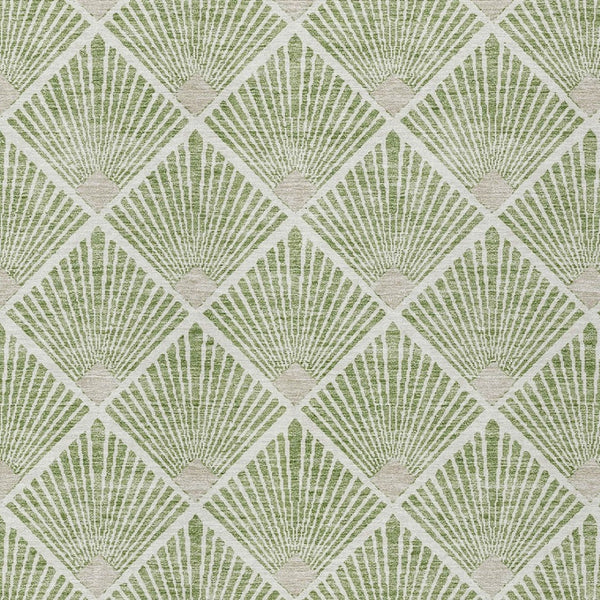 HomeRoots 9' Modern Green Beige Ivory Geometric Indoor Outdoor Area Rug - Washable & Durable for High Traffic Spaces 594705