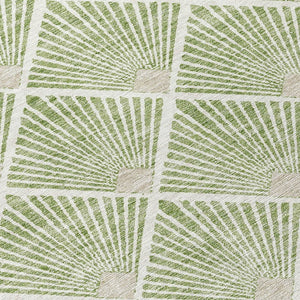 HomeRoots 9' Modern Green Beige Ivory Geometric Indoor Outdoor Area Rug - Washable & Durable for High Traffic Spaces 594705