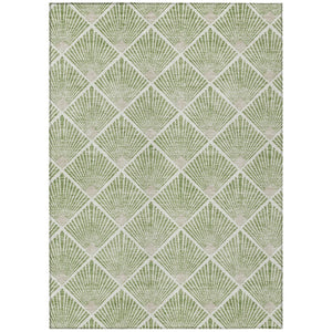 HomeRoots 5' Stylish Geometric Washable Area Rug in Green Beige Ivory - Perfect for Indoor and Outdoor Use! 10' X 14' 594706