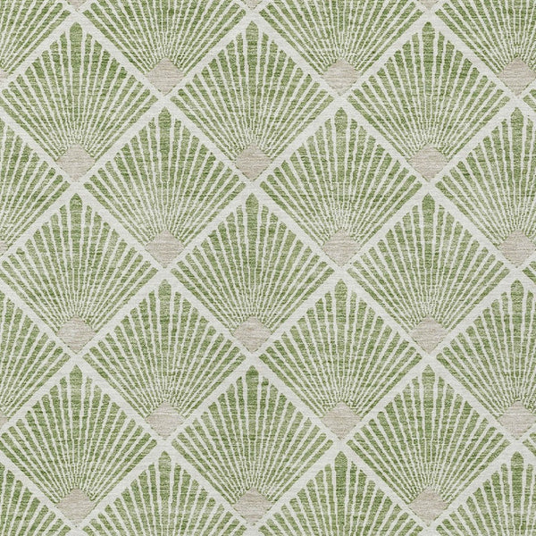 HomeRoots 5' Stylish Geometric Washable Area Rug in Green Beige Ivory - Perfect for Indoor and Outdoor Use! 10' X 14' 594706