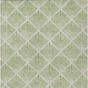 HomeRoots 5' Stylish Geometric Washable Area Rug in Green Beige Ivory - Perfect for Indoor and Outdoor Use! 10' X 14' 594706