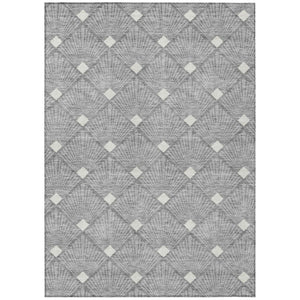 HomeRoots 5' Modern Gray and Ivory Geometric Area Rug – Durable, Washable, Indoor Outdoor Design for Any Space 10' X 14' 594712