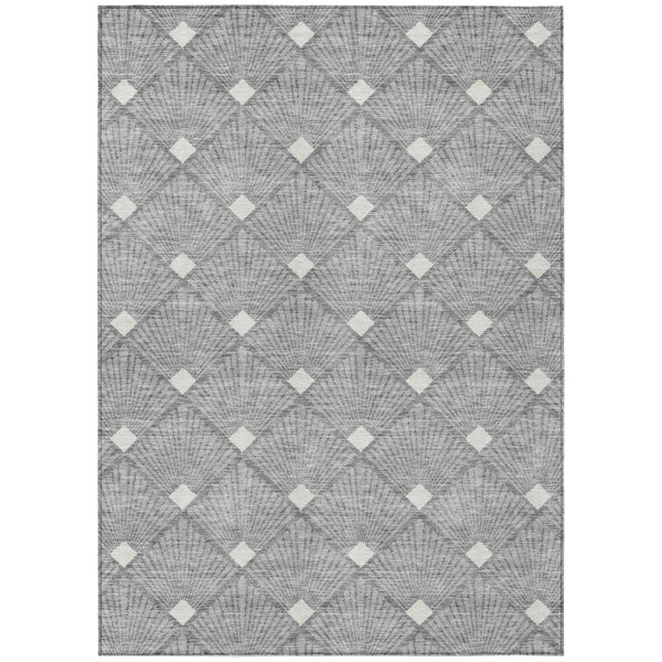 HomeRoots 5' Modern Gray and Ivory Geometric Area Rug – Durable, Washable, Indoor Outdoor Design for Any Space 10' X 14' 594712
