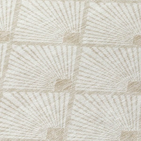 Homeroots 3' Beige And Ivory Geometric Washable Area Rug For Indoor And Outdoor Spaces - Durable Design 5' X 8' Polyester 594714