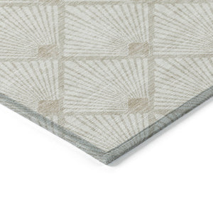 Homeroots 3' Beige And Ivory Geometric Washable Area Rug For Indoor And Outdoor Spaces - Durable Design 8' X 10' Polyester 594716