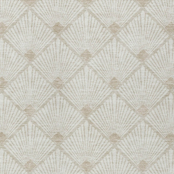Homeroots 3' Beige And Ivory Geometric Washable Area Rug For Indoor And Outdoor Spaces - Durable Design 9' X 12' Polyester 594717