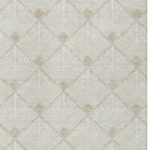 Homeroots 3' Beige And Ivory Geometric Washable Area Rug For Indoor And Outdoor Spaces - Durable Design 10' X 14' Polyester 594718