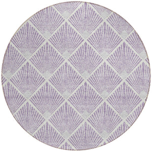 Homeroots 3' Beige And Ivory Geometric Washable Area Rug For Indoor And Outdoor Spaces - Durable Design 8' Round Polyester 594721