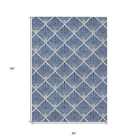 Homeroots 3' Beige And Ivory Geometric Washable Area Rug For Indoor And Outdoor Spaces - Durable Design 3' X 5' Polyester 594725