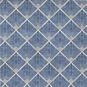 HomeRoots 5' Stylish Navy Blue, Gray & Ivory Geometric Area Rug - Washable for Indoor/Outdoor Use, Durable Design 5' X 8' 594726