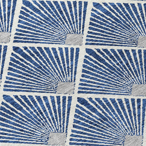 HomeRoots 5' Stylish Navy Blue, Gray & Ivory Geometric Area Rug - Washable for Indoor/Outdoor Use, Durable Design 5' X 8' 594726