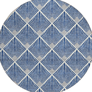 Homeroots 3' Beige And Ivory Geometric Washable Area Rug For Indoor And Outdoor Spaces - Durable Design 8' Round Polyester 594727