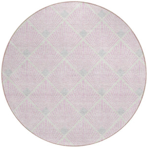 Homeroots 3' Beige And Ivory Geometric Washable Area Rug For Indoor And Outdoor Spaces - Durable Design 8' Round Polyester 594733