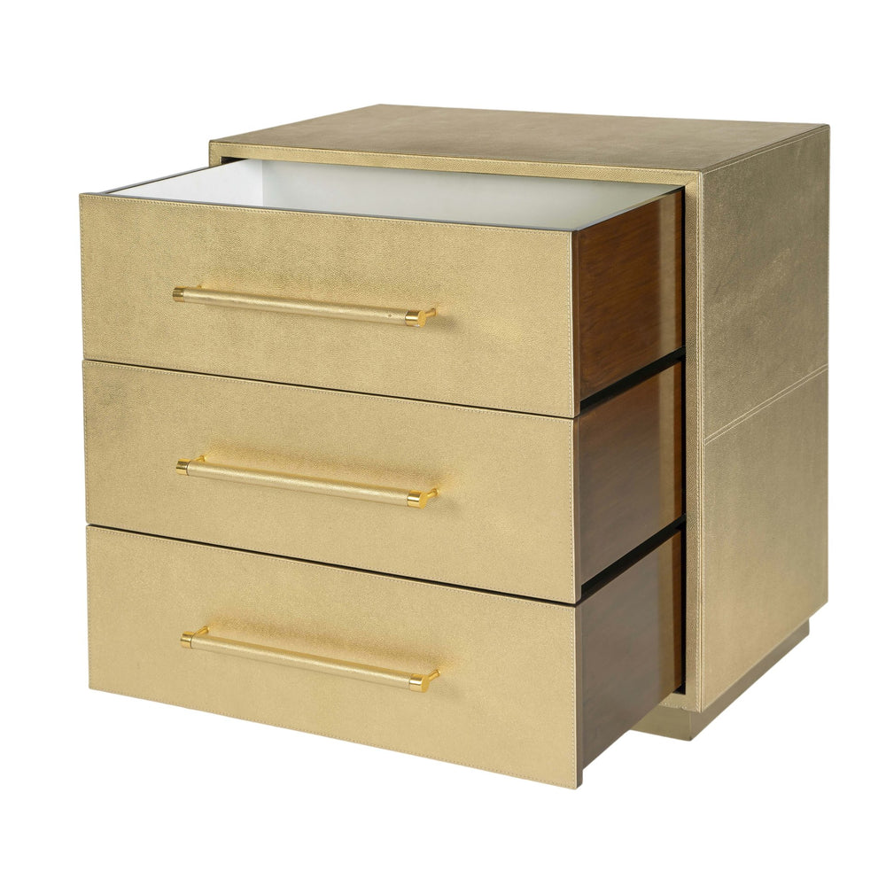 Butler Specialty Butler Francois 28 In. W Rectangular 3-drawer Accent Chest – Luxurious Leather Storage Solution Gold Mdf,Genuine Leather,Brass 5947350-butler