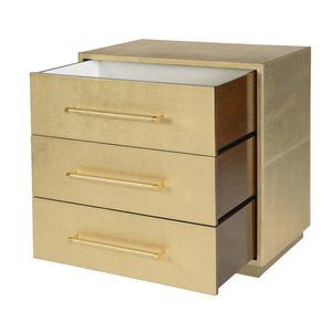 Butler Specialty Butler Francois 28 In. W Rectangular 3-drawer Accent Chest – Luxurious Leather Storage Solution Gold Mdf,Genuine Leather,Brass 5947350-butler