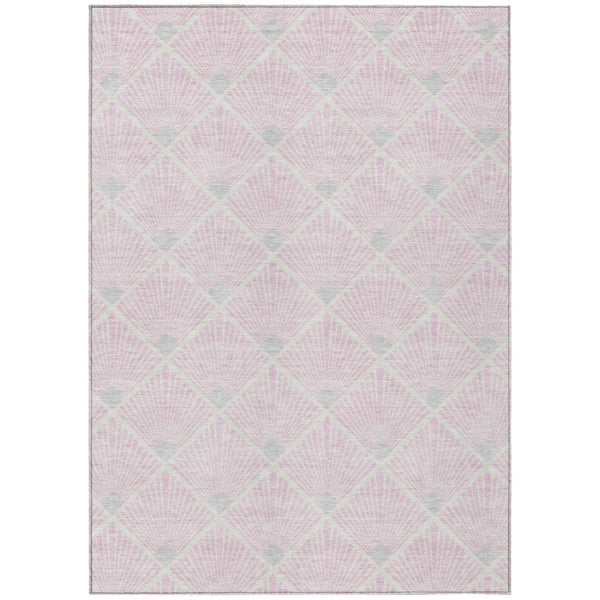 HomeRoots 9' X 12' Stylish Pink Gray Ivory Geometric Area Rug - Durable, Washable & Perfect for Indoor/Outdoor Use 594735