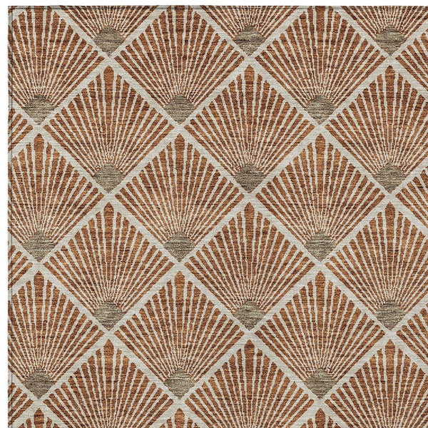 Homeroots 3' Beige And Ivory Geometric Washable Area Rug For Indoor And Outdoor Spaces - Durable Design 3' X 5' Polyester 594737