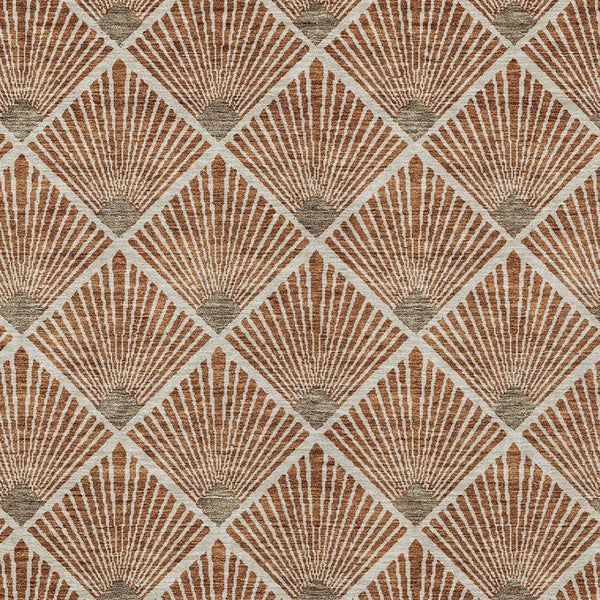 HomeRoots 5' Brown Copper and Beige Geometric Area Rug - Stylish, Washable, Durable for Indoor/Outdoor Use 5' X 8' 594738