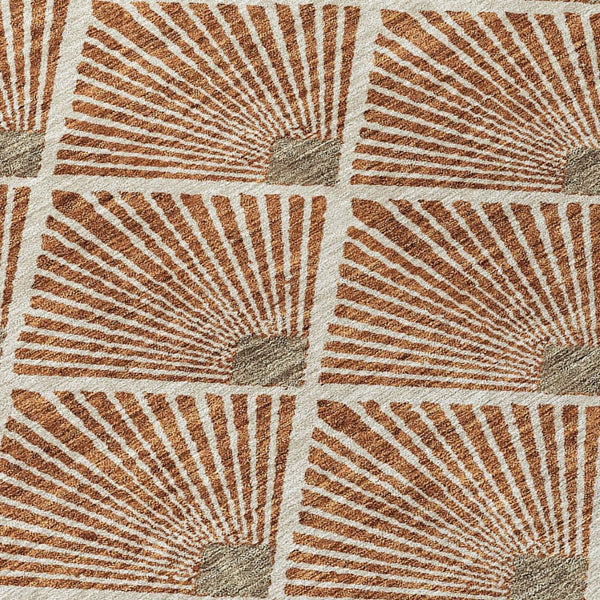 HomeRoots 5' Brown Copper and Beige Geometric Area Rug - Stylish, Washable, Durable for Indoor/Outdoor Use 5' X 8' 594738