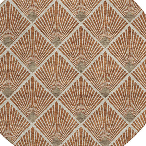 Homeroots 3' Beige And Ivory Geometric Washable Area Rug For Indoor And Outdoor Spaces - Durable Design 8' Round Polyester 594739