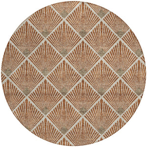 Homeroots 3' Beige And Ivory Geometric Washable Area Rug For Indoor And Outdoor Spaces - Durable Design 8' Round Polyester 594739