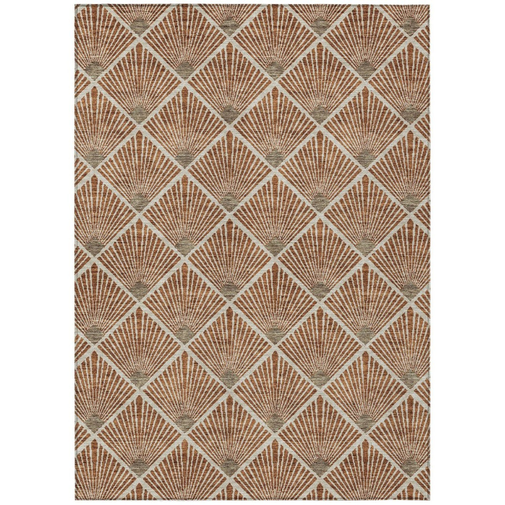 HomeRoots 9' Geometric Washable Indoor Outdoor Area Rug in Brown, Copper & Beige - Durable, Stylish & Versatile 594741