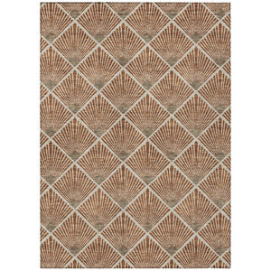 HomeRoots 5' Brown Copper and Beige Geometric Area Rug - Stylish, Washable, Durable for Indoor/Outdoor Use 10' X 14' 594742