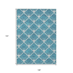 Homeroots 3' Beige And Ivory Geometric Washable Area Rug For Indoor And Outdoor Spaces - Durable Design 9' X 12' Polyester 594747