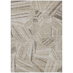 HomeRoots 5' Stylish Beige Brown and Ivory Geometric Area Rug - Washable, Durable for Indoor and Outdoor Use 5' X 8' 594750