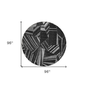 Homeroots 3' Stylish Geometric Beige Brown And Ivory Washable Area Rug For Indoor And Outdoor Spaces 8' Round Polyester 594757